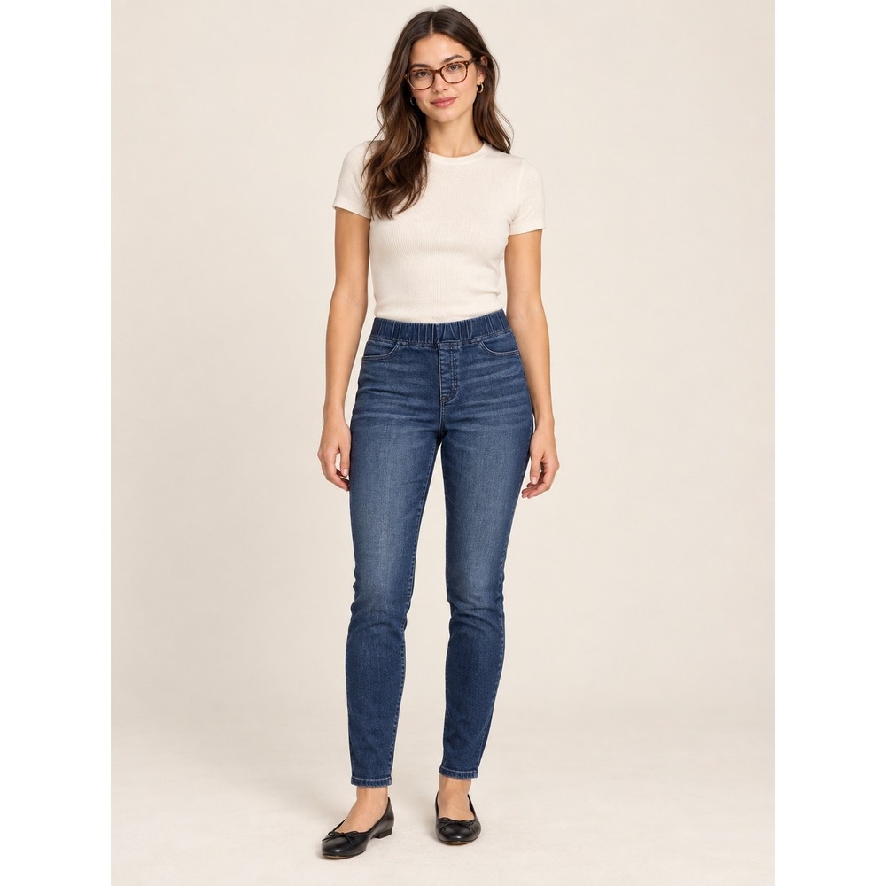 Eileen Fisher Womens Dark Wash Organic Cotton Pull On Skinny Jeans F18MDN Size S
